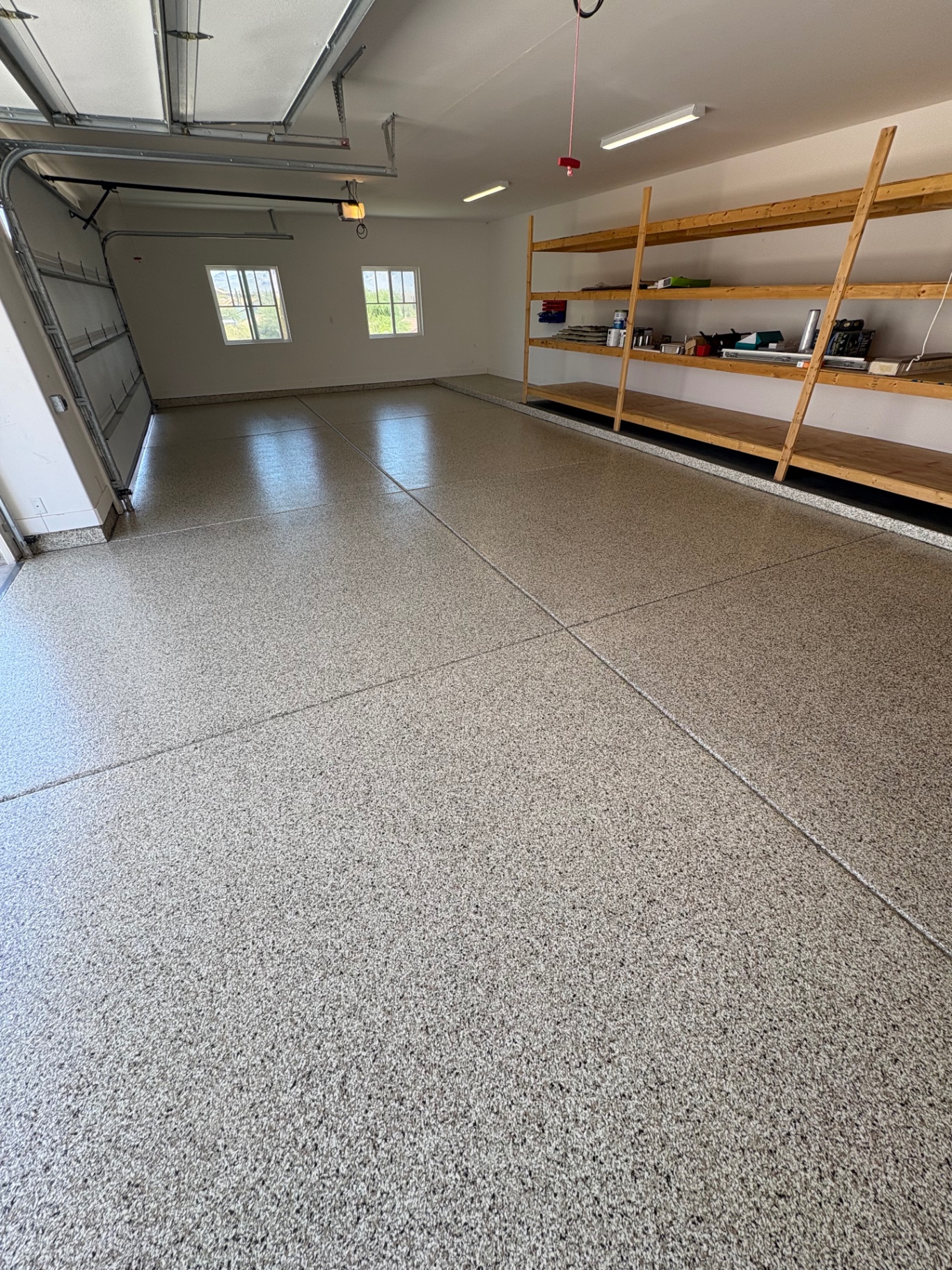 Freshly coated garage floor